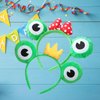 Frog Headbands with Bow&Crown Plush Frog Ears Headband,Cute Frog Eye Headbands Cosplay Costume Headwear Accessories for Passover Dress up Party Games Costume Fluffy Frog Makeup Headbands for Wash Face