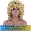 KEAT Curly Wigs for Black Women Short Big Curly Kinky Wigs for Women Afro Wavy Mixed Blonde Wig with Bangs Cute Natural Synthetic Wigs for African American Women K016BD