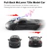 Diecast Toy Car McLaren 720S Sports Car Model,Zinc Alloy Simulation Casting Pull Back Vehicles,1:32 Scale Mini Supercar Toys with Lights and Music for Toddlers Kids Children Gift (720S-Black)