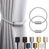 Porlau 2 Pack Grey Strong Magnetic Curtain Tiebacks Outdoor Elegant Decorative Tie Backs Modern Rope Tiebacks for Drapes Window Curtain Holdbacks for Draperies