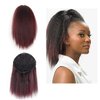 10inch Short Kinky Straight Ponytail Afro Clip in Hair Extensions Ponytail Warp Around Natural Puffing Ponytail (Black to Burgundy)
