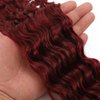 30inch Ocean Wave Braiding Hair Extensions 3packs Long Deep Curly Wave Braid Hair Synthetic Twist Ripple Crochet Deep Wave Braids Hair for Women 100g/pack(30",Burgundy)