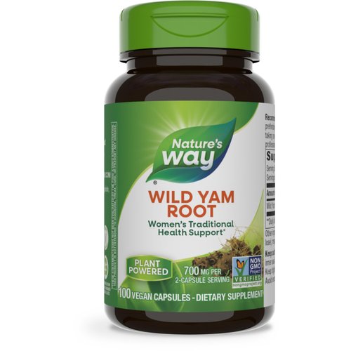 Nature's Way Wild Yam Root, Traditional Women's Health and Gastrointestinal Support*, 850 mg per serving, 100 Vegan Capsules