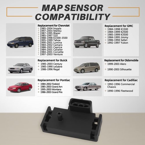 OTUAYAUTO 12569240 Map Manifold Absolute Pressure Sensor - Replacement for Chevy Impala Malibu K1500 S10, Jeep Wrangler, Buick Century, Oldsmobile Alero - fits 1985-2004 GM Vehicles