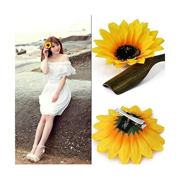 6PCS Beautiful Sunflower Hair Alligator Clips Hair Clamp Hair Styling Accessories for Lady Girls Party Beach Vacation Wedding Decoration