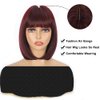 GUOJIAN 12 Inch Short Bob Wigs with Bangs Straight Bob Wigs for Women Synthetic Bob Wigs Natural Looking for Daily Party Cosplay (12inch, wine red)
