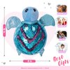 Athoinsu 12'' Blue Turtle Stuffed Animal Soft Plush Toy Pillow with Reversible Glitter Sequins Sparkle Birthday Children's Day Valentine's Day for Kids Boys Girls Toddlers