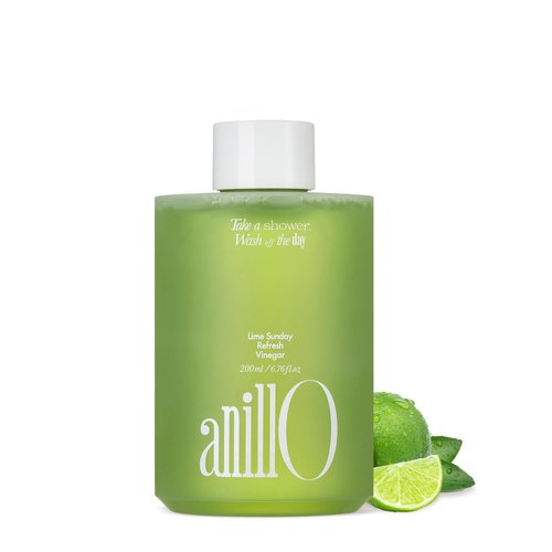 ANILLO Lime Sunday Refresh Hair Vinegar 200ml / 6.76 fl.Oz, Daily Vegan Hair care with Green Tangerine Extract for Deep Cleansing Oily Scalp, Free from Silicone, Sulfate & Paraben