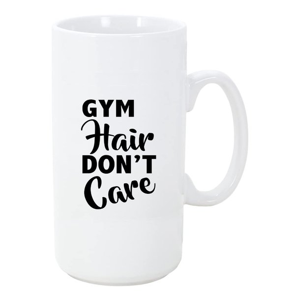 Gym Hair Don't Care Big 20 ounce Ceramic Coffee Mug Tea Cup by Moonlight4225