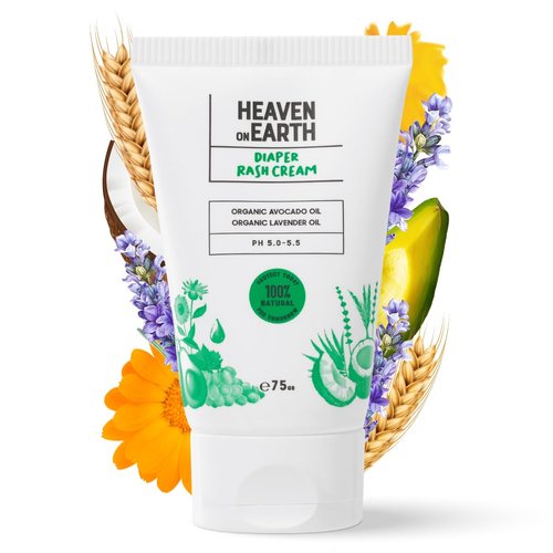 Heaven on Earth - 100% Natural Diaper Rash Cream, Fast Relief Butt Paste for Troublesome Diaper Rash, Flare-ups, FREE of Phthalate, Paraben, Parfum, Plant-Based Diaper Rash Ointment, 2.6 Oz