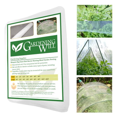 8x20Ft Mosquito Bug Insect Bird Fine Mesh Net Barrier Hunting Blind Garden Screen Netting for Protect Your Plant Fruits Flower