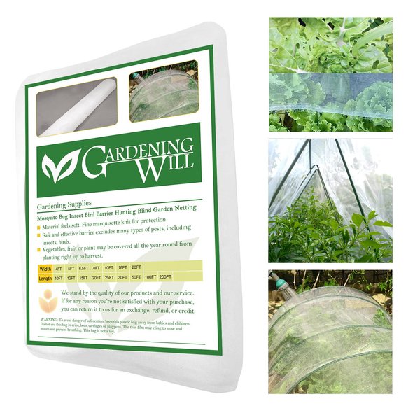 8x20Ft Mosquito Bug Insect Bird Fine Mesh Net Barrier Hunting Blind Garden Screen Netting for Protect Your Plant Fruits Flower
