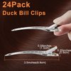 24 Pcs Duck Bill Hair Clips, Hair Clips for Women Styling Sectioning, BetyBedy 3.5 Inches Metal Alligator Curl Clips Hair Pins for Hair Styling, Hair Coloring, Thick Hair Roller (Silver)