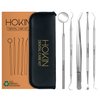 Dental Tools by HOKIN Plaque Remover Teeth Cleaning Tool Dental Care Kit Tooth Filling Repair Set Stainless Steel Dental Picks for Men Women Kids and Pet Care (5 Pcs)