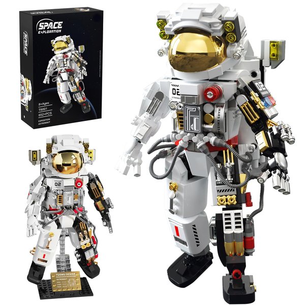 okk Space Astronaut Building Set, Space Toy for Kids, Collectible Astronaut Toy with Display Stand, Creative Space Exploration Astronaut Building Kit Gifts for Adults Boys Girls (652 Pieces)