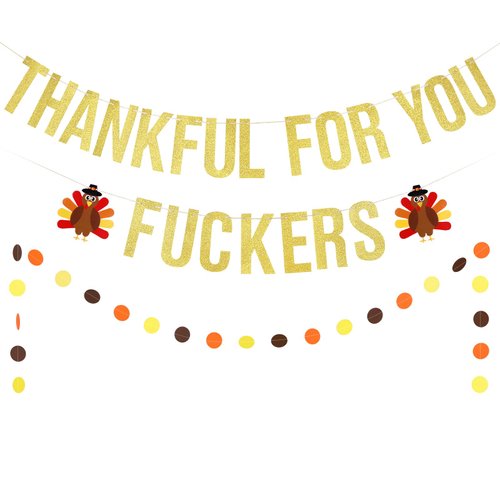 Thankful for You Banner Gold Glitter Thanksgiving Banner for Friendsgiving Party Decorations Happy Thanksgiving Party Decorations for Font Porch Home Fireplace Mantle