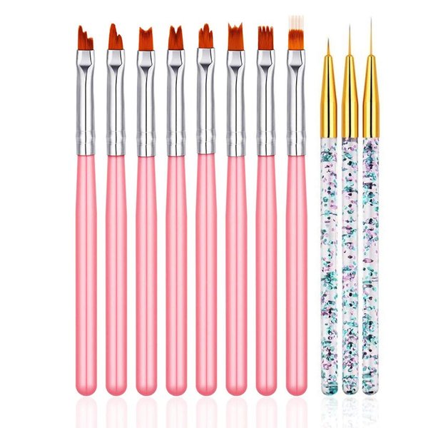 FULINJOY 11 Pcs Nail Art Brush Set, UV Gel Painting Pen Nail Flower Painting Brush Gel Gradient Nail Painting Design Pen, Nail Liner Brushes