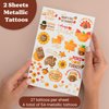 Thanksgiving Party Supplies Temporary Tattoos Glitter & Metallic. Face Tattoos for Kids & adults. Thanksgiving Goodie Party Favors. Fall Activities.Give Thanks, Blessed, Turkey, Pumpkins, Autumn Decor