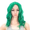 SWACC 15 Inch Short Curly Wavy Hair Wig Medium Length Synthetic Colorful Cosplay Daily Party Wig for Women with Wig Cap (St Patricks Green)