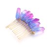 Handmade Natural Crystal Hair Comb Bridal Wedding Headwear Crystal Stone Hairpin Hair Clip Clamp Side Hair Combs for Women Hair Accessory (Purple)