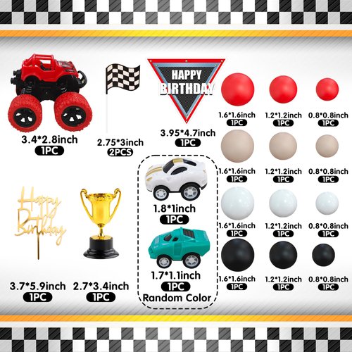20 PCS Truck Cake Toppers Truck Cake Decorations Hot Red Ball Race Car Flame Blaze Wheel Cake Toppers For Kid Boy Truck Themed Racing Car Party Decorations Supplies (Truck 1)