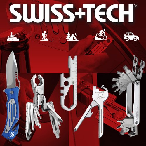 SWISS+TECH ST10629 4-in-1 Stainless Steel Personal Care Multi-Tool with Nail Clippers, File (Single Pack)