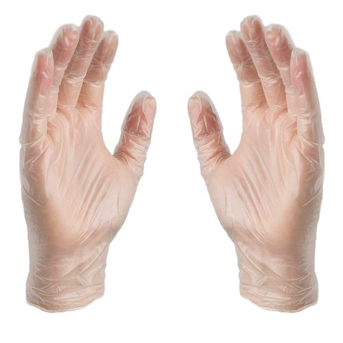 X3 Clear Vinyl Disposable Industrial Gloves, 3 Mil, Latex & Powder-Free, Food-Safe, Non-Sterile, Smooth, Medium, Box of 100