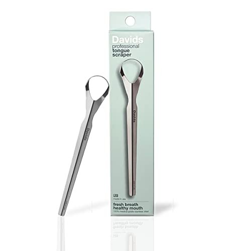 Davids 100% Medical Grade Stainless Steel Professional Tongue Scraper, Made in USA