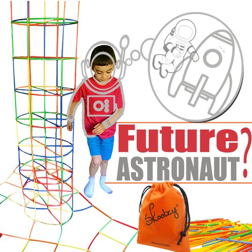 Skoolzy Straw Constructor STEM Building Toys 200+ Piece Set - Durable Interlocking Plastic Educational Toys for Toddlers to Develop Fine Motor Skills Engineering Learning Building Blocks