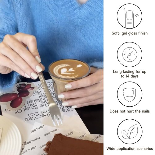 DUKASOU Semi Cured Gel Nail Strips, White 28 PCS Solid Color Gel Nail Strips Works with UV Light, Salon Quality Gel Nail Stickers Full Nail Wraps