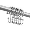 Maytex Shower Curtain Hooks, Shower Curtain Rings, Rust-Resistant Decorative Double Roller Glide Shower Hooks, Shower Rings for Bathroom Shower Rods, Curtains, Liners, Set of 12, Chrome