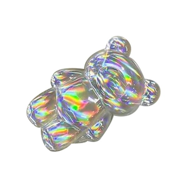Jinshining Transparent Bear Mobile Phone Grip Stand Finger Stand Easy Installation Smooth 3D Laser Phone Folding Cute Accessories，Cell Phone Grips