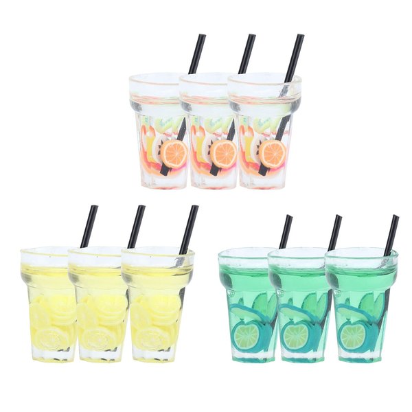 Tnfeeon Dollhouse Cups, Three Miniature Dollhouse Drink Cups for Children for Dollhouse Kitchen for Dollhouse Restaurant for Dollhouse Bar