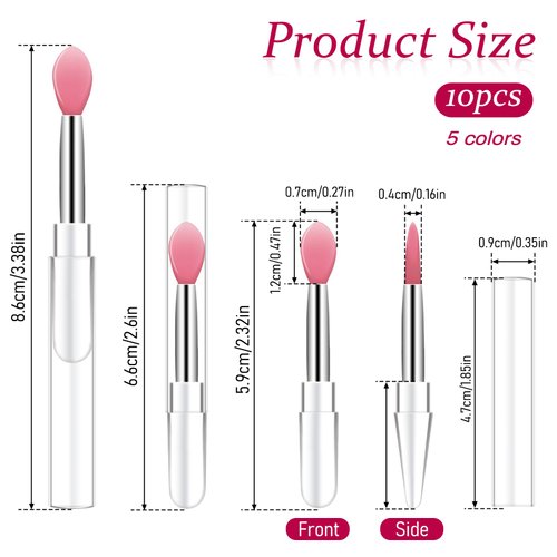 10Pcs Lip Brush Silicone Lip Brushes Tool Lipstick Applicator Brushes with Caps for Makeup Beauty Brushes, Lip Mask Applicator,Eyeshadow Lip Brush for Applying Mask Oil, Lipstick Lip Gloss