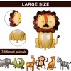 7pcs Jungle Safari Animal Balloons, Various Animal Theme Party Balloons Animal Print Balloons for Kids Zoo Party Decoration Supplies Monkey Elephant Zebra Leopard Crocodile Giraffe Shaped