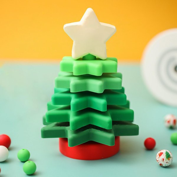MENG YANG Christmas Tree Silicone Babies Sensory Toy 6-12 Months Toddler Montessori Preschool Learning Stacking Travel Toys, Gifts for 1 2 3Year Old Boys＆Girls