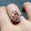925 Sterling Silver Shiny Full Diamond Ring Pink Zircon Fashion Exquisite Oval Pink Promise Ring CZ Diamond Multi Row Ring Eternal Engagement Wedding Ring Jewelry-Making-Patterns