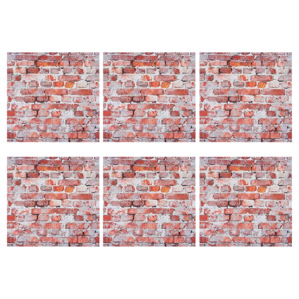 MECCANIXITY Dollhouse Floorboards 4 x 4 Inch Red Brick Dollhouse Wallpaper and Flooring for Dollhouse Accessories 6 Pcs