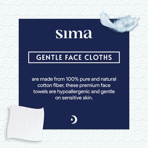 Sima Disposable Face Towels for Drying - 100% Cotton Face Wipes 50 Pack - Biodegradable Makeup remover for sensitive Skin, Gentle Clean facial cloth - Ultra-Soft & Lint-Free, Cruelty Free