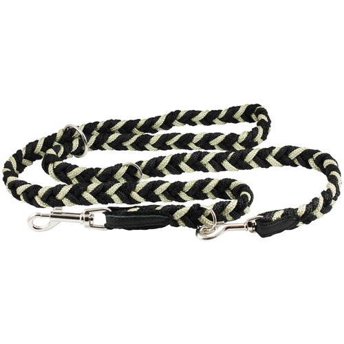 Dogs My Love 6 Way European Multifunctional Braided Dog Leash, Adjustable Schutzhund Lead 42"-68" Long 4 Sizes Beige (Medium: 3/4" Wide)