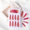 Chrome Press on Nails Pink Fake Nails Long Ballerina Glossy Laser Coffin False Nails Holographic Pink Mirror Metallic Glue on Nails for Women Girls Artificial Acrylic Manicure Nail Decoration 24pcs