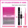 TDANCE DIY Lash Extension Kit Volume Lash Clusters 10D+20D D Curl Individual Lashes Lash Clusters Kit Thick Eyelash Extension Kit 280pcs Thin Band Cluster Lashes Lash Bond and Seal and Lash Tweezers