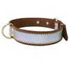 Genuine Leather Reflective Dog Collar 25" Long 1.5" Wide Brown Fits 17"-22" Neck