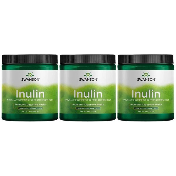 Swanson Inulin - Prebiotic Soluble Fiber Powder Promoting Digestive Health - Naturally Occurring FOS from Chicory Root Supporting Overall Gut Performance - (8 oz Each) 3 Pack