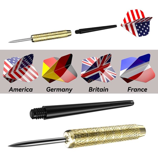 Ohuhu Steel Tip Darts, Professional Metal Darts with National Flag Flights (4 Styles) - Dart Metal Tip Set, 12 Pcs Metal Dart, Darts for Dartboard with 3 Free PVC Dart Rods (12)