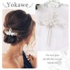 Yokawe Bridal Wedding Hair Pins Silver Leaf Bride Hairpin Rhinestone and Pearl Hair Accessories for Women and Girls(3 PCS)