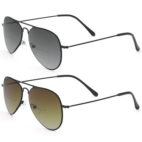 2 Pairs Bifocal Reading Sunglasses UV400 Protection Sport Sun Readers Blue Light Blocking Glasses for Men Women Outdoor Driving Safety Eyeglasses Tinted Lens Shades Lightweight Anti Glare Eyewear