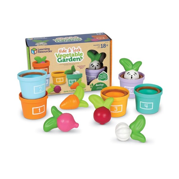 Learning Resources Hide and Seek Vegetable Garden - Eco Friendly Toddler Learning Toys, Preschool Toys for Kids Ages 18+ Months, Montessori Food Toys, Garden Toys, Green Toys
