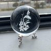 HDCRYSTALGIFTS 3D Hummingbird Crystal Ball Paperweight 60mm(2.3Inch) Laser Engraved Glass Sphere Display Globe Meditation Ball Home Decor with Metal Stand