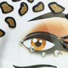 CBLUO 6 Pcs Halloween Temporary Stickers Leopard Cat Face Gems Jewels Women Rhinestone Masquerade Face Tattoos Crystal Makeup Sticker Glitter Holiday Festival Dress Up Cosplay Birthday Party Supplies